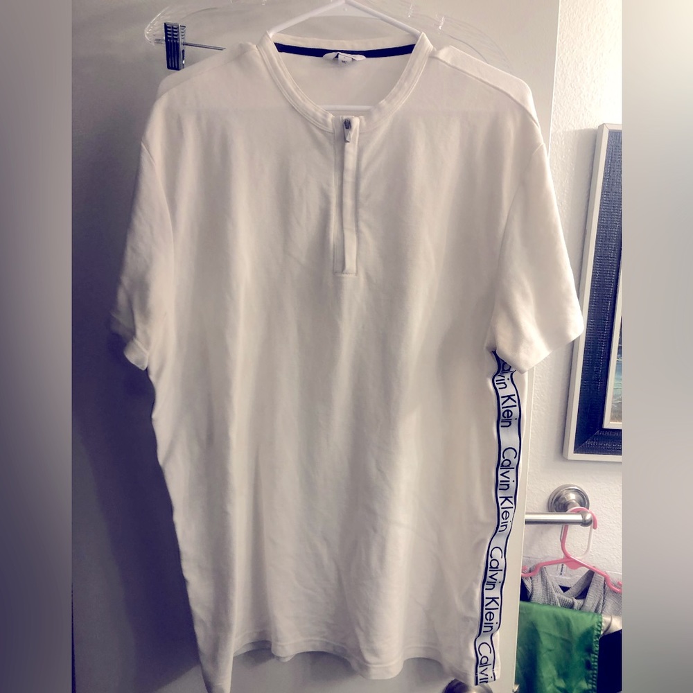 Calvin Klein Zippered Collar Side Banner Polo Shirt for Men